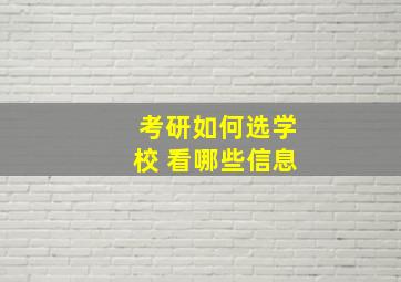 考研如何选学校 看哪些信息